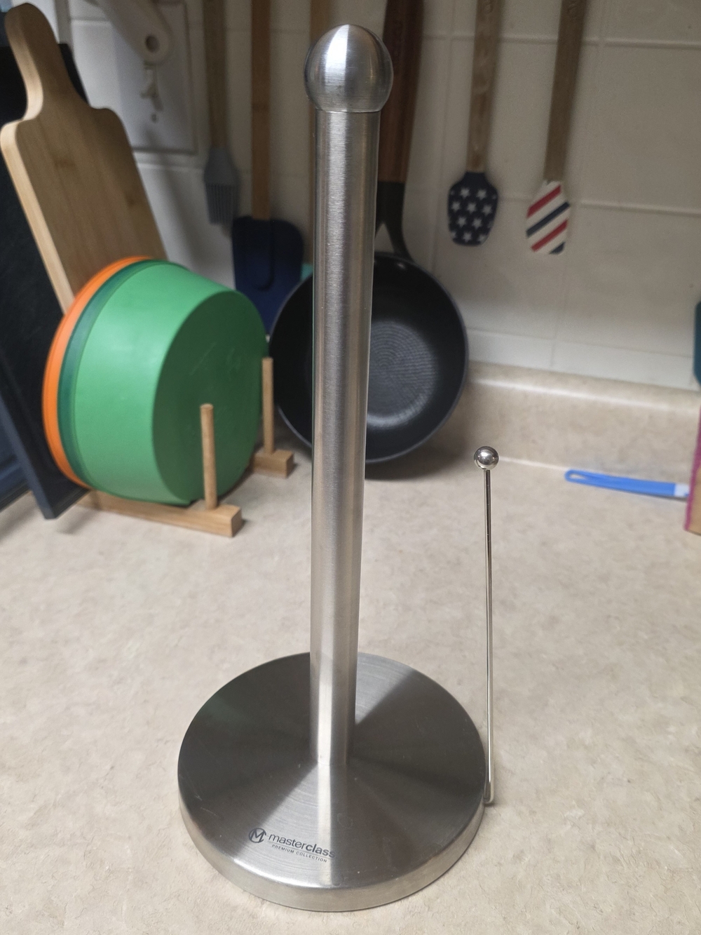 MasterClass Brushed Stainless Steel Paper Towel Holder - Silver